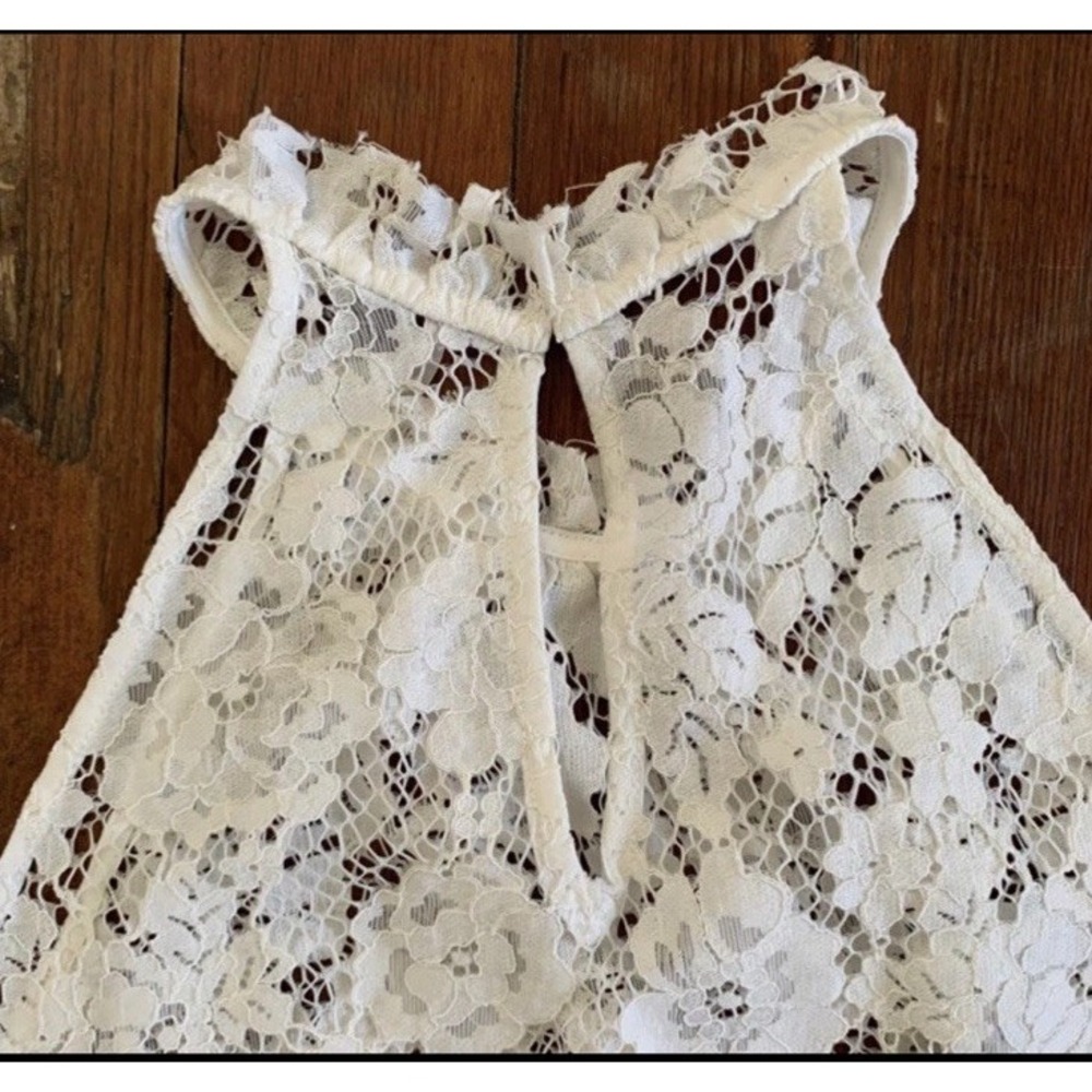 Free People White Lace Crop‎ Top Size Large - Picture 5 of 8